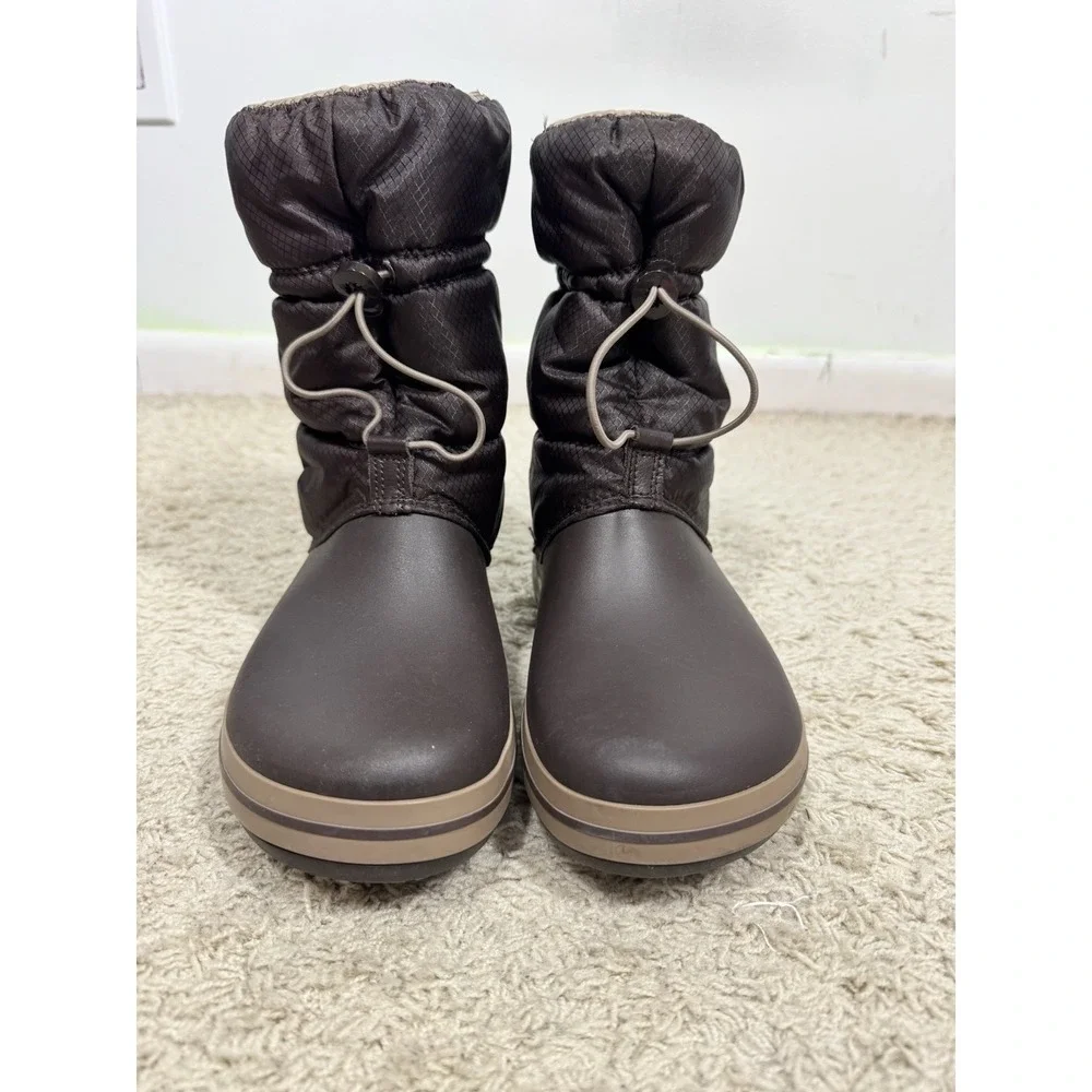 Crocs Crocband Brown Winter Puff Insulated Rain Snow Boots Pull-On Women's 9M
